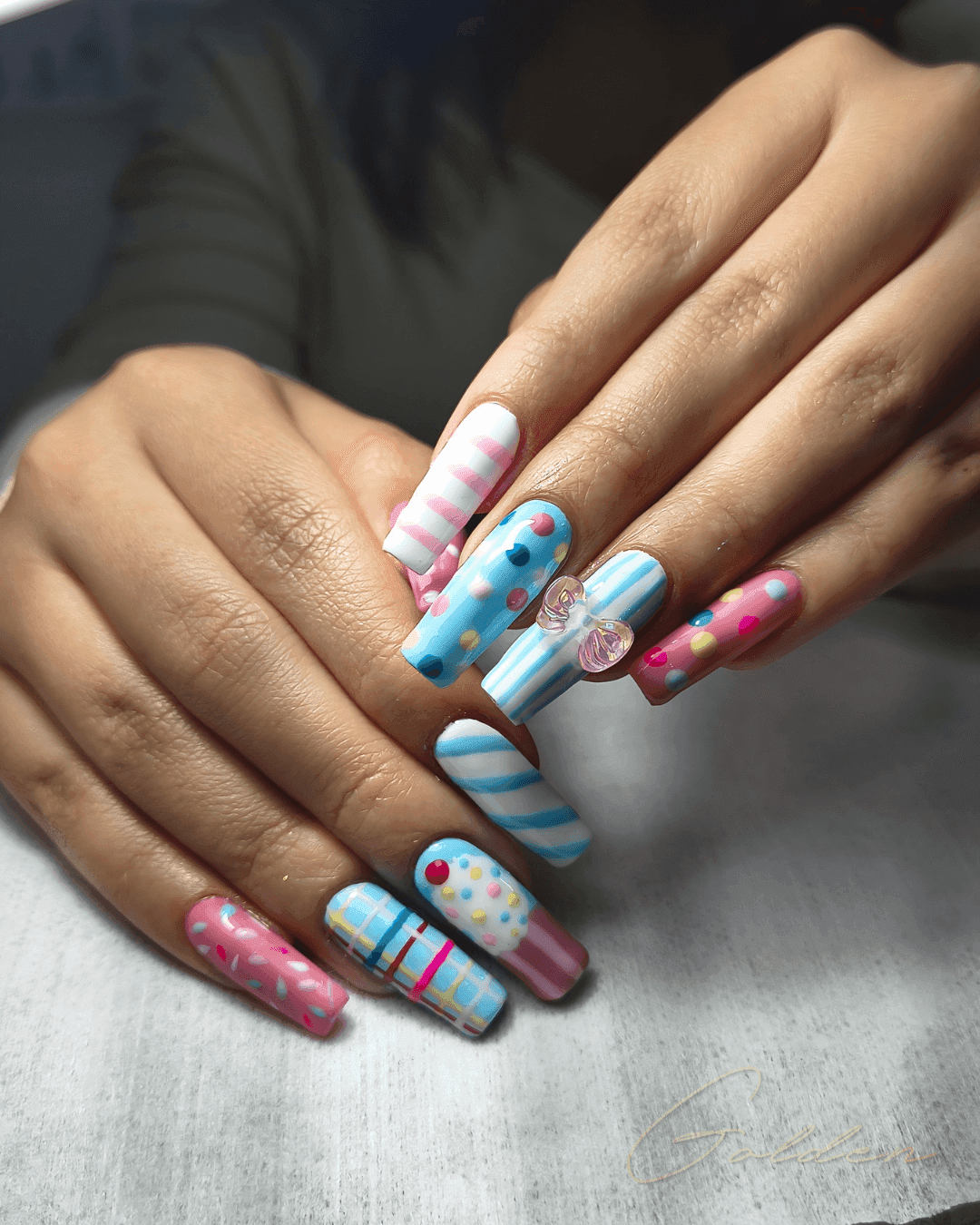 Polygel — Dulces coloridos · Golden Beauty Studio Sabaneta