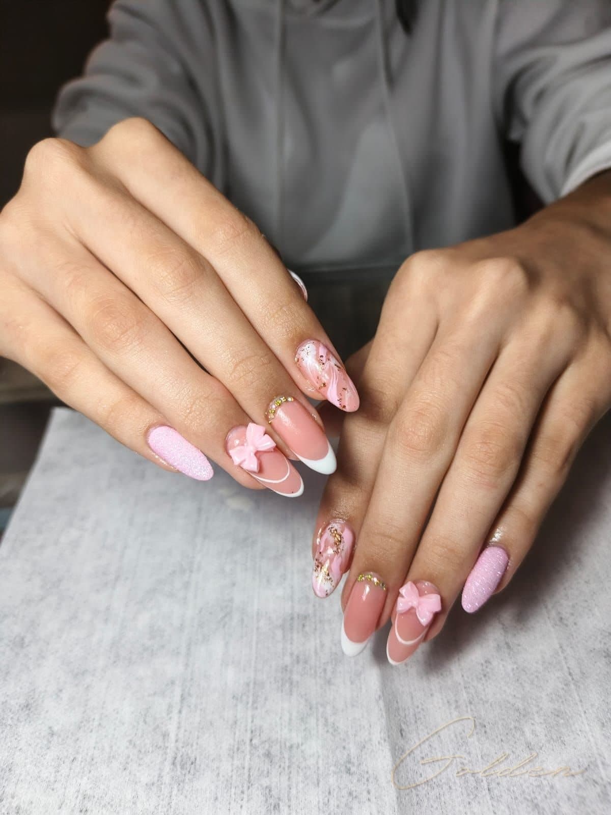 Builder gel — Sugar marmoleado · Golden Beauty Studio Sabaneta